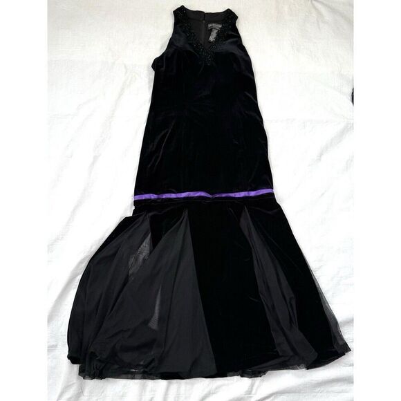 Jessica Howard Maxi Dress Women's 90's Velvet Beaded Mermaid Whimsigoth Witchy - Picture 6 of 15